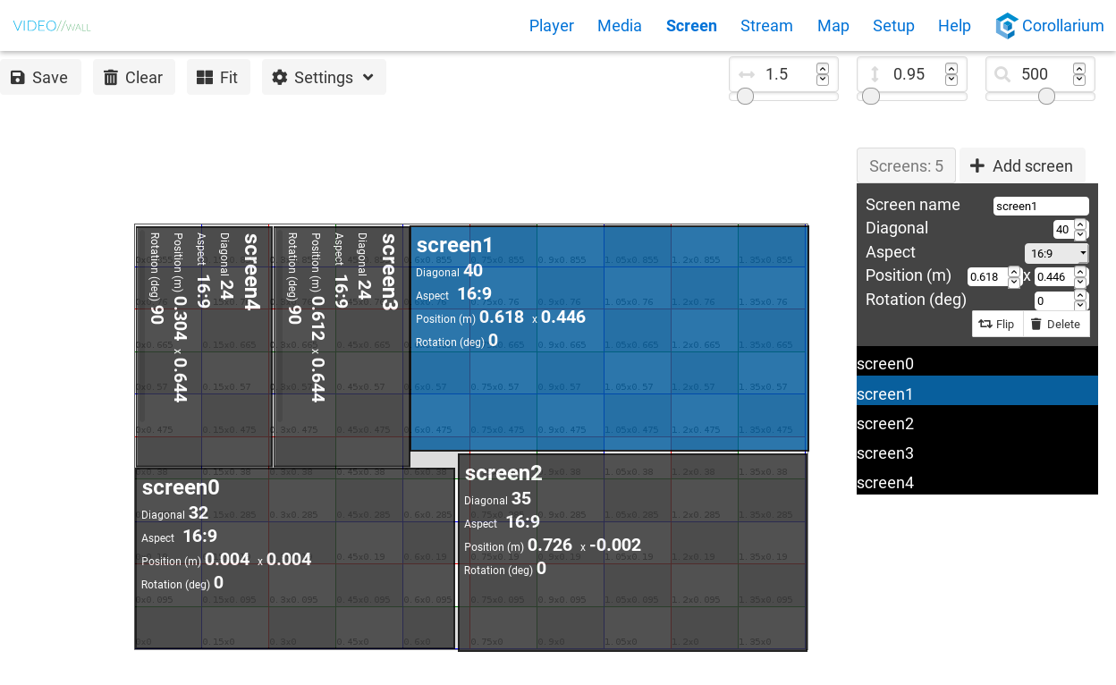 Corollarium Videowall software management screen